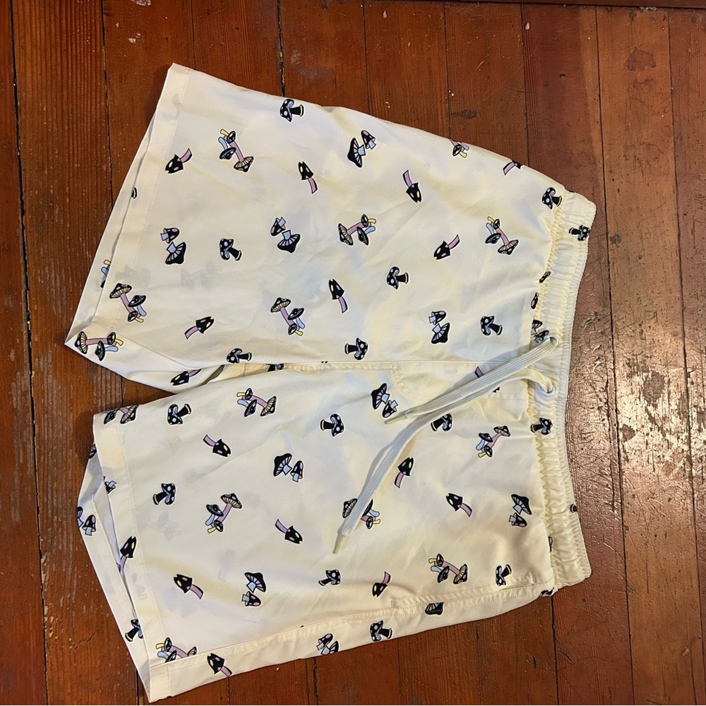 Mushrooms print swim trunks